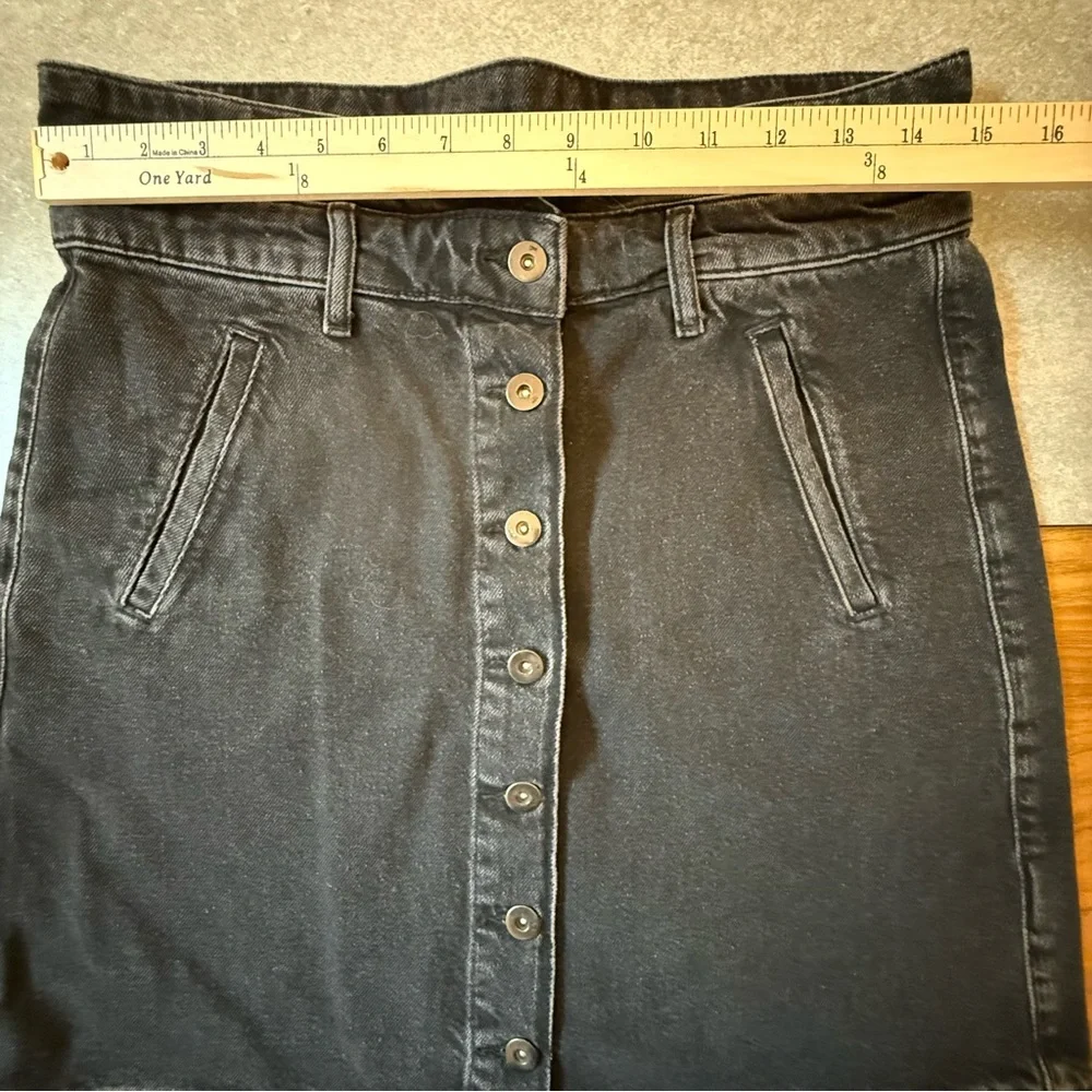 Pilcro and the Letterpress Anthropologie Black Button Front Denim Mini Skirt 12 - Picture 9 of 9